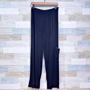 Chicos Travelers Side Pocket Pull On Pant Black High Rise Stretch Womens Large 2